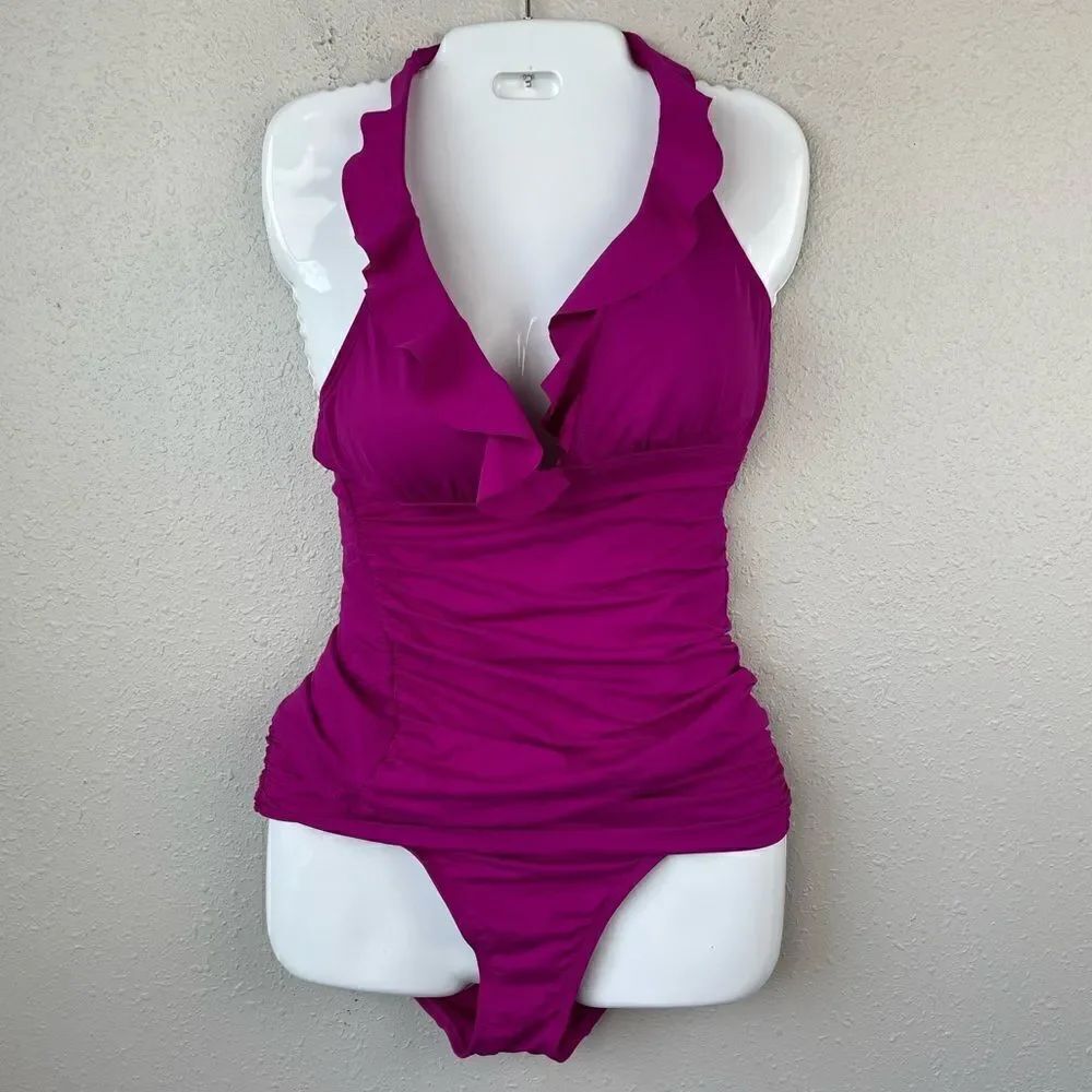 NWT Lauren Ralph Lauren Magenta Two-Piece Swimsuit Sizes 6 or 10
